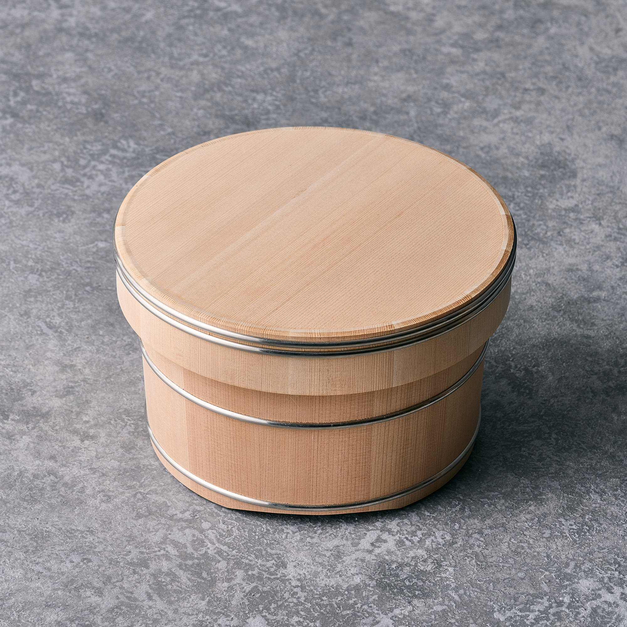 SHUJI NAKAGAWA JAPANESE CYPRESS WOOD RICE BOW Φ7.0 x H4.6 in(TOP COVER Φ7.8 x H1.3 in)