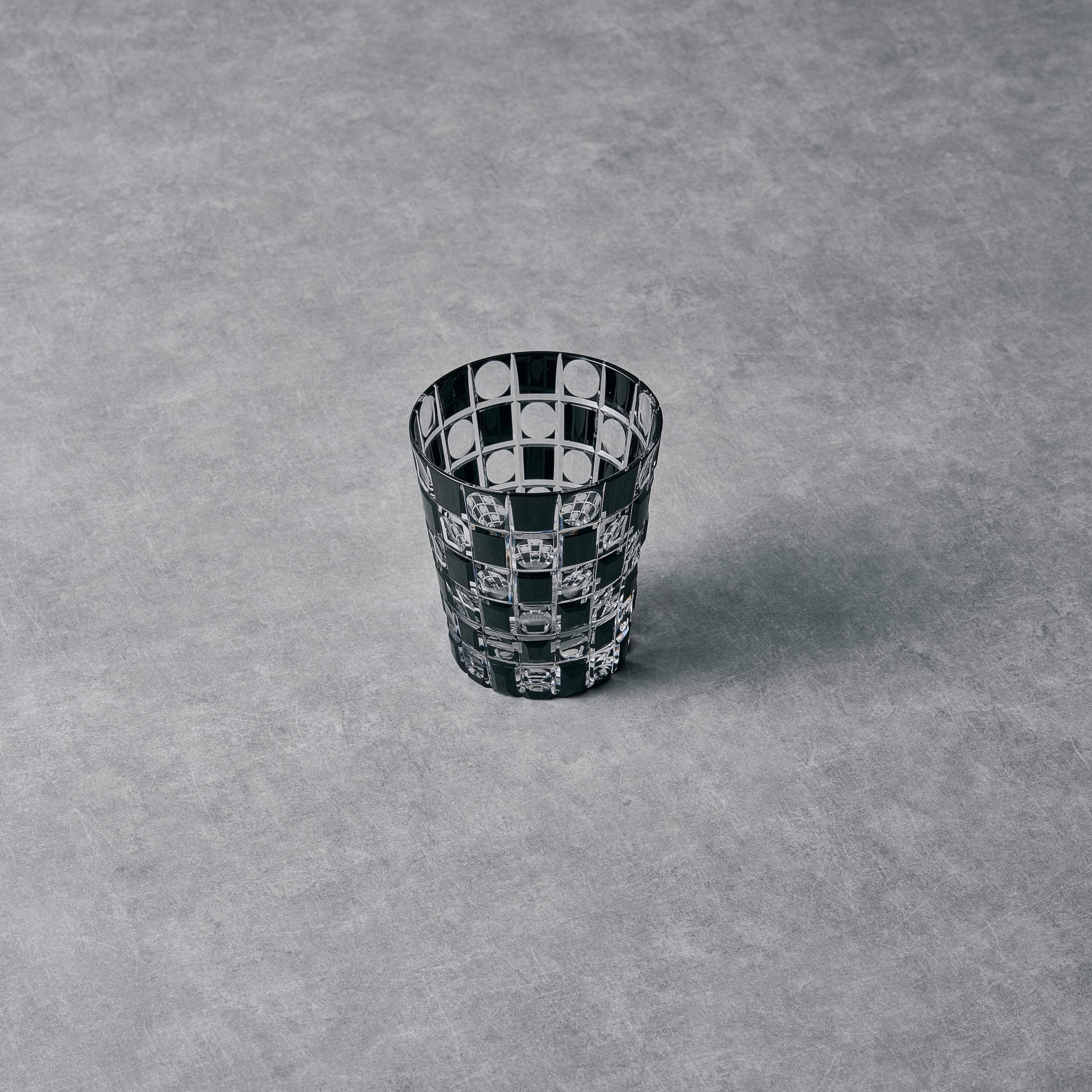 KIMOTO GLASS EDO KIRIKO ICHIMATSU CHECKERED CUT GLASS Φ9.0 x H10.0 cm /350ml