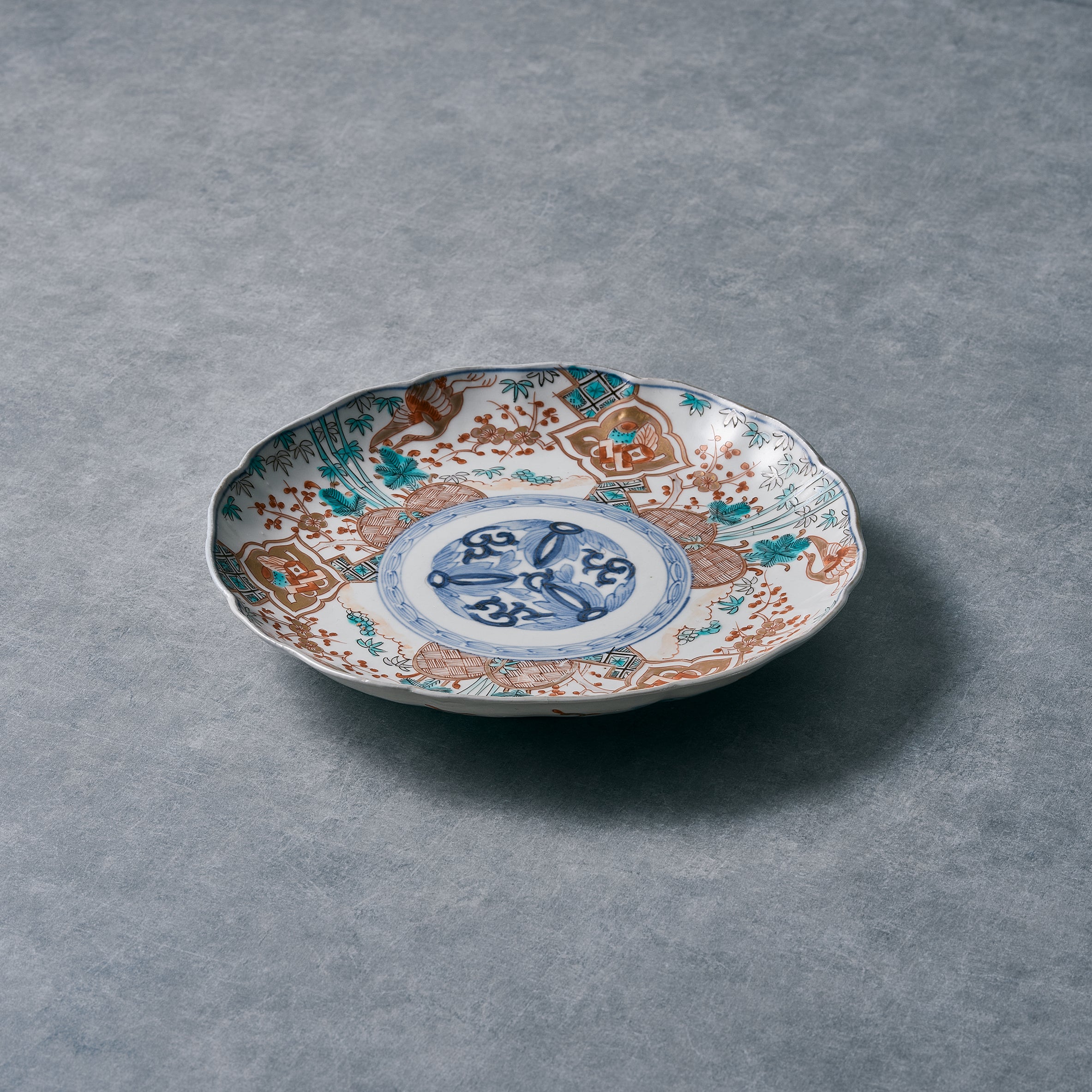 IMARI WARE 色鶴吉祥文七寸皿 /Φ8.46xH1.37n