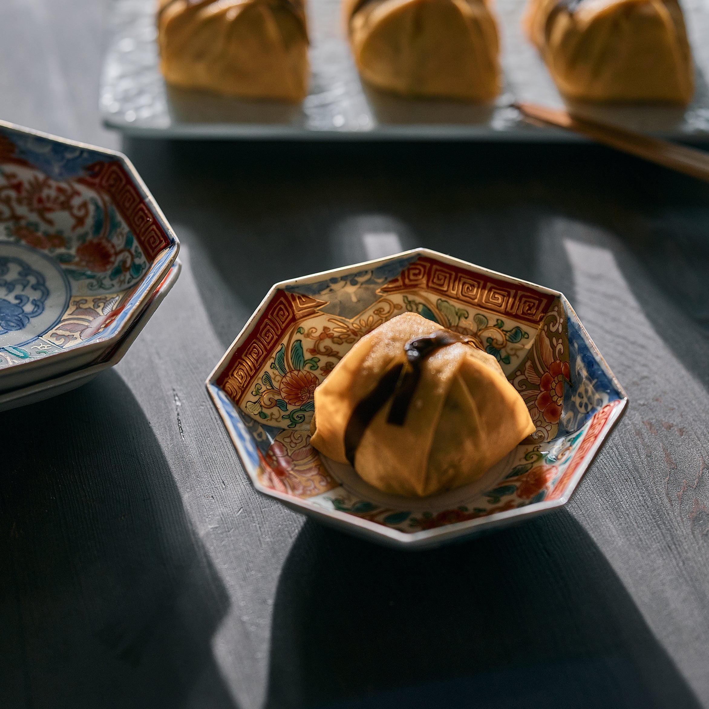 伊万里焼 色絵花文様 八角皿