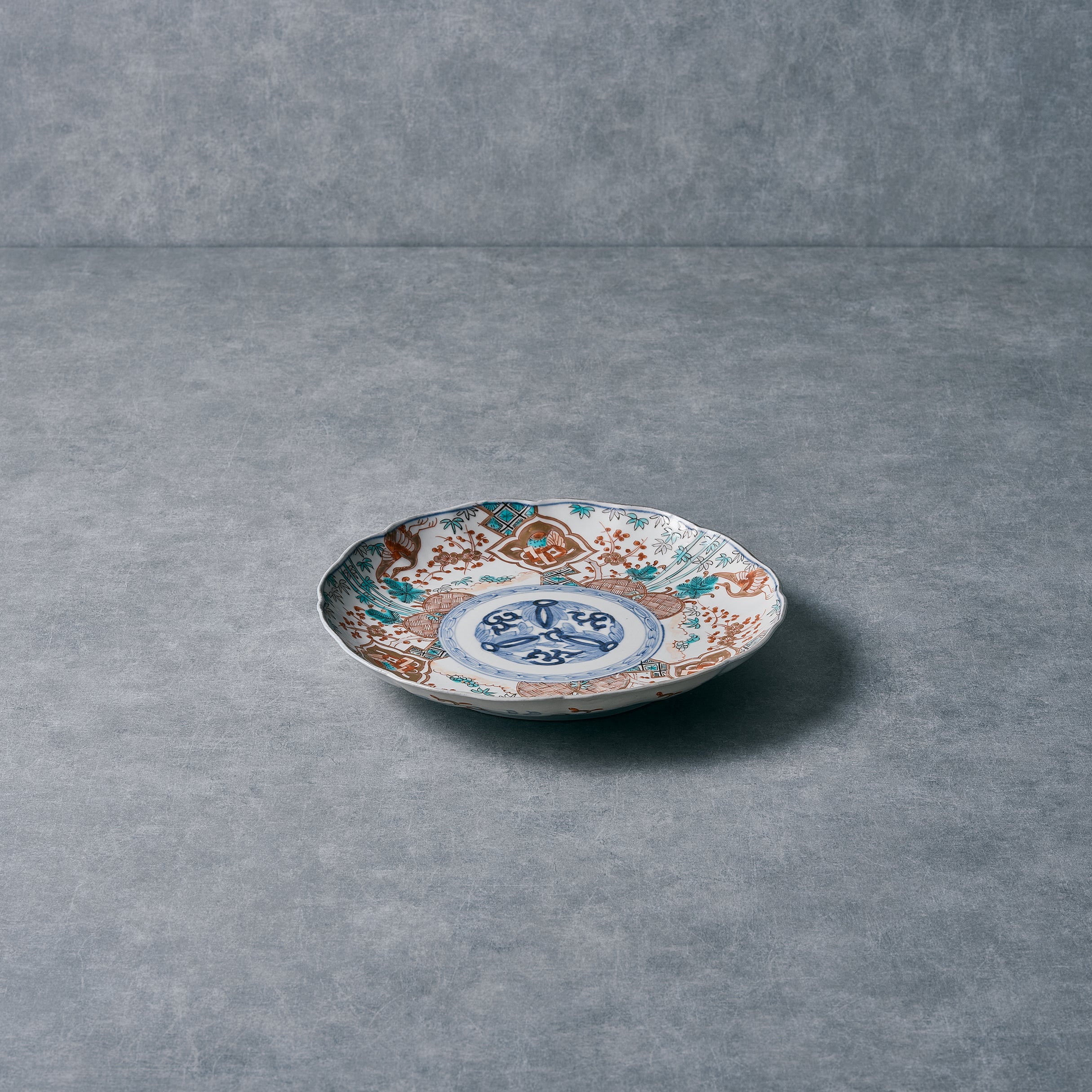 IMARI WARE 色鶴吉祥文七寸皿 /Φ8.46xH1.37n